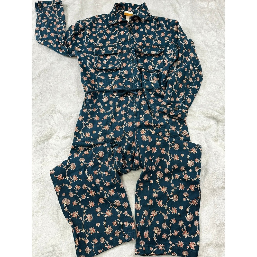 Future Collective Jumpsuit Size 10 Teal Floral Jenny K Lopez Utility Boiler Suit